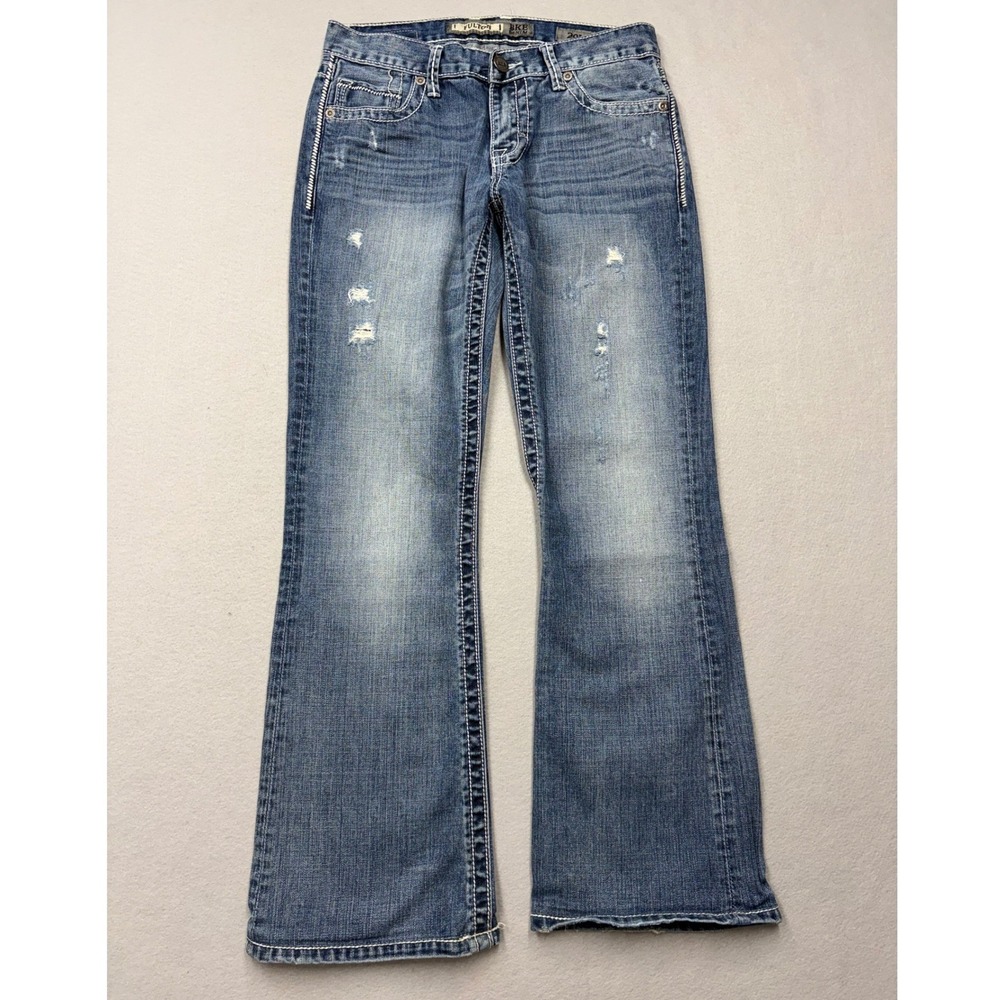 BKE Fulton Jeans Womens 29L Blue Bootcut Distressed Medium Wash Y2K Denim